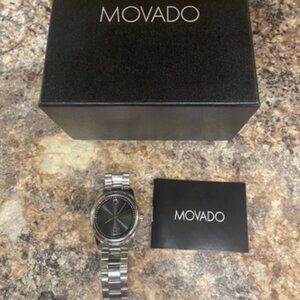 Movado Mens Sportivo Black Museum Dial Stainless Steel Bracelet Watch 0606481